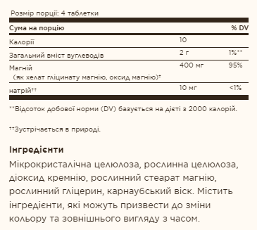 Хелатний магній Solgar (Chelated Magnesium) 250 таблеток