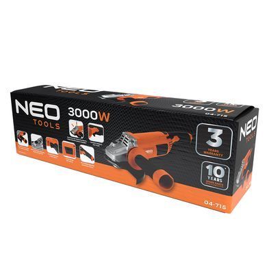 Угловая шлифмашина NEO TOOLS 04-715, 3000 Вт, диск 230 мм 04-715 фото