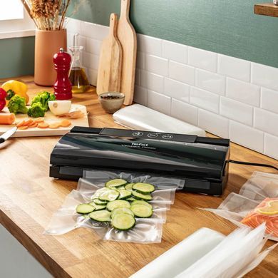 Вакууматор Tefal Classic для пакетів, 35см, електронне керування, +18 пакетів,, пластик, чорний (380662) VT254070 фото