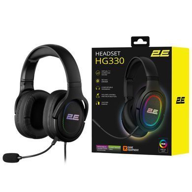Гарнітура ігрова 2E GAMING HG330, 7.1, USB-A, RGB, 2м, чорний (343456) 2E-HG330BK-7.1 фото