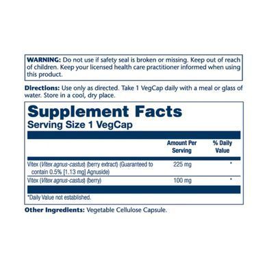 Витекс экстракт ягод Solaray Vitex Chaste Berry Extract 225мг вег. капсулы №60