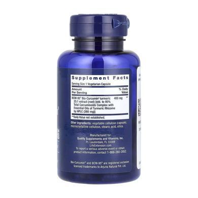Супер біо-куркумін, Super Bio-Curcumin, Life Extension, 400 мг, 60 вегетаріанських капсул