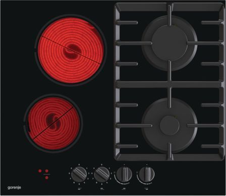 Gorenje Варильна поверхня комбінована (2 газ + 2 склокерам. ), 60см, чорний (326417) GCE691BSC фото
