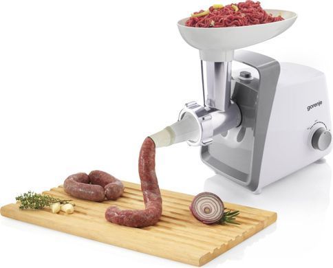 Gorenje М'ясорубка, 1600Вт, 2,2кг/хв, 2 решітки, пластик, білий (383649) MG1601W фото