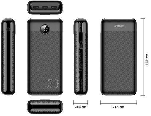 Портативное зарядное устройство Yenkee YPB 3018 - 30000 mAh PD20W Black (7007751)
