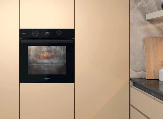 Whirlpool Духовой шкаф электрический, 71л, A+, дисплей, конвекция, телескопические направляющие, пар, черный OMSR58CU1SB фото