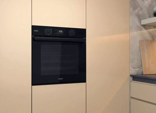 Whirlpool Духовой шкаф электрический, 71л, A+, дисплей, конвекция, телескопические направляющие, пар, черный OMSR58CU1SB фото