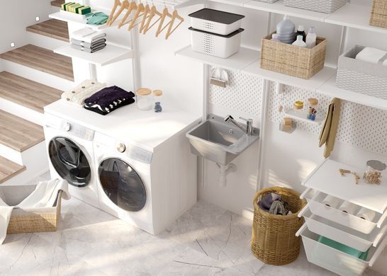 Мийка кухонна Deante Garden, полістирол, прямокут., без крила, 505х350х252мм, чаша - 1, до стіни, сірий (360325)