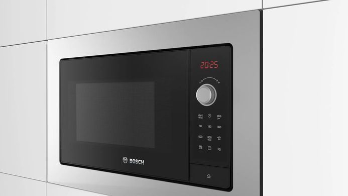 Bosch Микроволновая печь встраиваемая, 25л, электронное управление, 800Вт, гриль, дисплей, нержавеющая сталь BEL653MS3 фото
