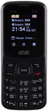 2E Мобильный телефон E180 2023 1.77" 2SIM, 1000mAh, Черный 688130251044 фото
