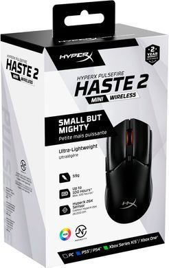 HyperX Мышь Pulsefire Haste 2 mini, RGB, USB-A/WL/BT, чорный 7D388AA фото