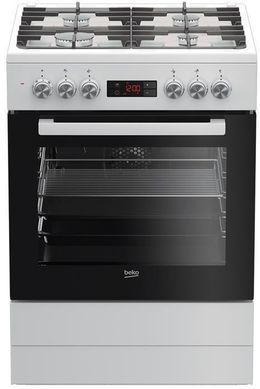 Плита Beko комбінована, 65л, 60x60см, дисплей, конвекція, чавун, білий FSM62330DWT фото
