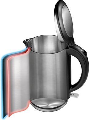 Gorenje Електрочайник, 1,5л, подвійні стінки, Strix контроль, нерж. (380760) K15DWS фото