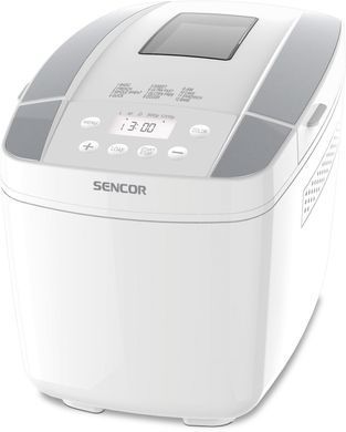 Sencor Хлібопічка 800Вт, програм-10, макс.вага -1.2кг, форма прямокутник, пластик, білий (377710) SBR0770WH фото