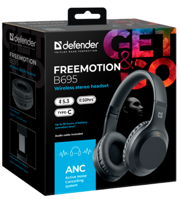 Навушники Defender FreeMotion B695 Bluetooth ANC Black (63695) (7024922) 63695 фото