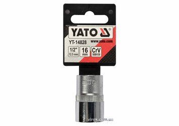Головка торцева YATO : квадрат 1/2", SPLINE M16 мм, L= 38 мм. CrV