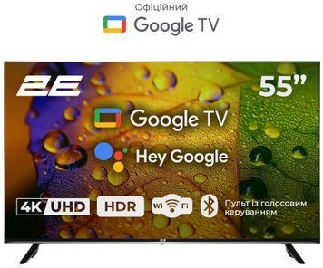 2E Телевизор 55" LED 4K 60Hz Smart Google TV Black 2E-55A07K фото