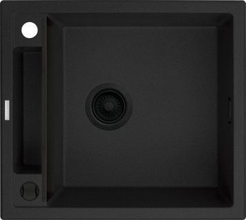 Мийка кухонна Deante Magnetic, граніт, квадрат, без крила, 560х500х219мм, чаша - 1, накладна, чорний матовий (360328)