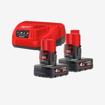 Енергокомплект MILWAUKEE, M12 NRG-402 (+ заряд.пристрій, 2 акум.Х 4Аг)