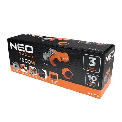 Шліфмашина кутова NEO TOOLS 04-716, 1000 Вт, 125 мм, регулювання обертів 04-716 фото