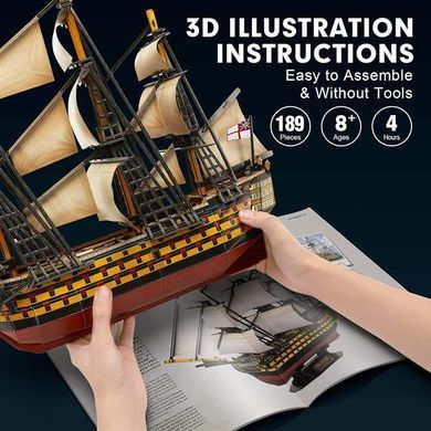 3D пазл CubicFun Корабель HMS Victory (T4019h) dt_22945 фото