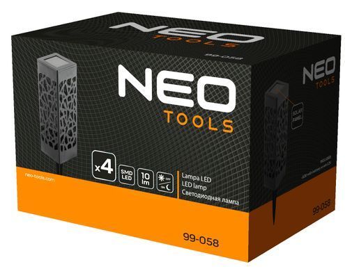 Садовий світильник NEO 99-058 на сонячній батареї, LED 0,3 Вт, датчик сутінків, 4 шт.