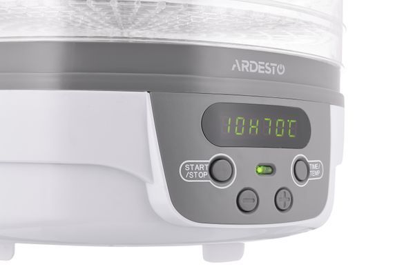 Сушка для продуктов ARDESTO FDB-5321T - 250Вт/5 поддонов выс. 3см/диаметр 32см/рег. темп./ таймер/ белая (351754) FDB-5321T фото