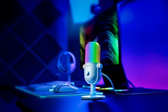 Мікрофон геймінговий Razer Seiren V3 Chroma, Uni, RGB, USB-A, 2м, білий (386935) RZ19-05060200-R3M1 фото