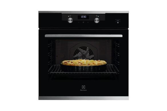 Electrolux Духовой шкаф электрический, 72л, A+, пар, дисплей, конвекция, телескопические направляющие, черный KODEF75X2 фото