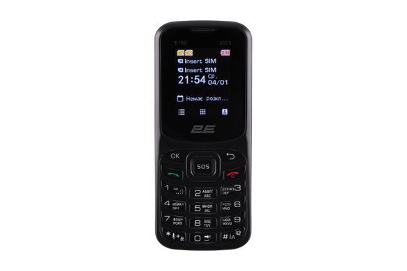 2E Мобільний телефон E180 2023 1.77" 2SIM, 1000mAh, Чорний (368862) 688130251044 фото