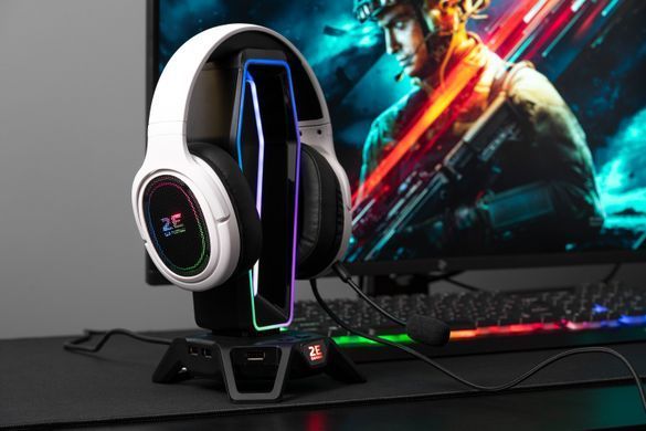 Гарнітура ігрова 2E GAMING HG330, 7.1, USB-A, RGB, 2м, білий (343458) 2E-HG330WT-7.1 фото