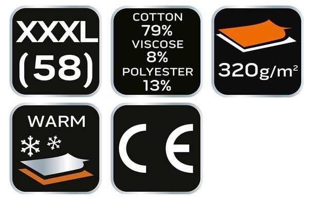 Толстовка NEO TOOLS 81-650 COMFORT серый меланж, 79% хлопок, полиэстер, вискоза, 320 г/м&sup2; XXXL
