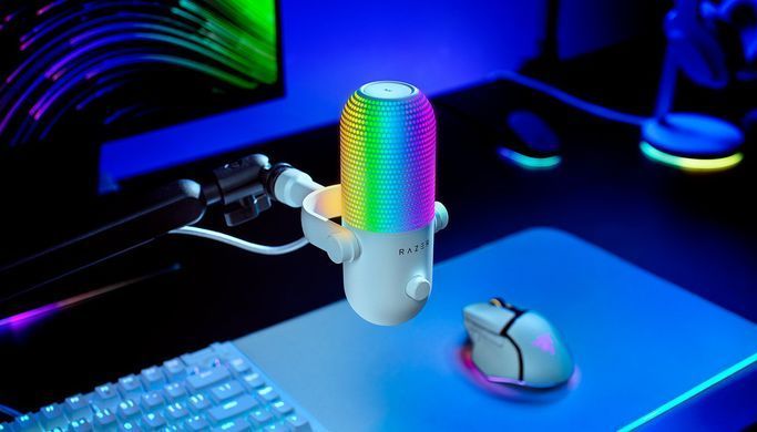 Мікрофон геймінговий Razer Seiren V3 Chroma, Uni, RGB, USB-A, 2м, білий (386935) RZ19-05060200-R3M1 фото