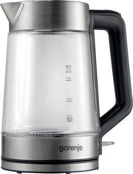 Електрочайник Gorenje 1.7л, 2,200 Вт, strix контроль, скло, білий (380761) K17GED фото