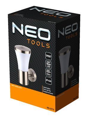 Фасадний світильник NEO TOOLS 99-079, 23,5 см, нержавіюча сталь, IP44, E27