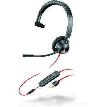 Гарнітура комп'ютерна моно On-ear Poly Blackwire 3315-M, USB-A, всеспрямований, чорний (391138) 76J13AA фото