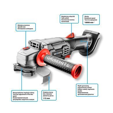 Акумуляторна КШМ GRAPHITE 58G003 (115 мм, 10000 об/хв, 18V) без АКБ 58G003 фото