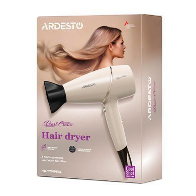 Фен Ardesto Pearl Cream HD-Y701PERL, 1750-2100Вт, 3 швидкості, 3 темп.режими, бежевий (390279) HD-Y701PERL фото