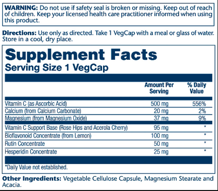 Vitamin C with Bioflavonoid Concentrate 500mg - 100 vcaps Solaray