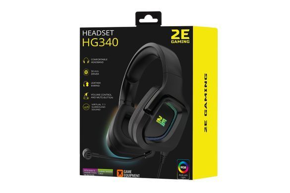 Гарнитура игровая 2E GAMING HG340, 7.1, USB-A, RGB, 2м, чёрный 2E-HG340BK-7.1 фото