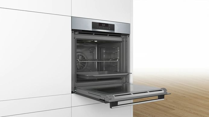 Bosch Духова шафа електрична, 71л, A, дисплей, конвекція, нерж (372772) HBA172BS0 фото