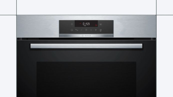 Bosch Духова шафа електрична, 71л, A, дисплей, конвекція, нерж (372772) HBA172BS0 фото