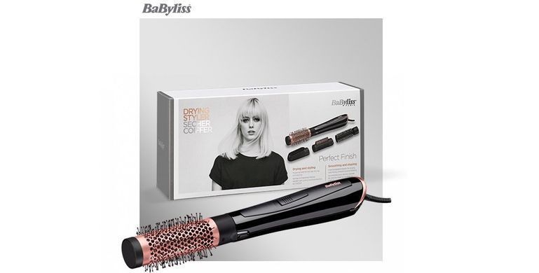 BaByliss Фен-щетка, 1000Вт, режимов-2, иониз-я, хол. обдув, керамика, черный AS126E фото