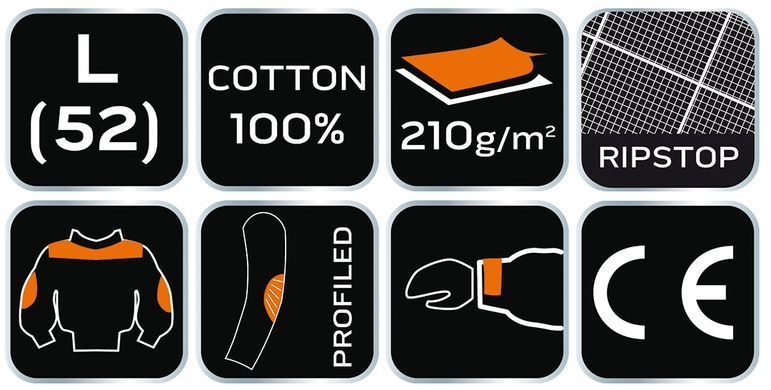 Рабочая куртка NEO TOOLS 81-219 Motosynteza, 100 % хлопок Ripstop, усиления Oxford, CE L