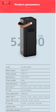 Портативна зарядна станція XO PSA-200 190Wh PSA-200 фото