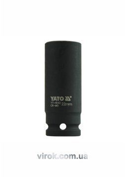 Головка торцева ударна 6-гранна YATO : подовжена, квадрат 1/2", М= 22 мм, L= 78 мм