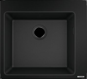 Мойка кухонная Hansgrohe S51, гранит, квадрат, без крыла, 560х510х190мм, чаша- 1, накладная, S510-F450, черный графит