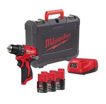 Дрель-шуруповерт аккумуляторная бесщеточная MILWAUKEE, M12 BLDDRC-203C, 40Нм (зарядное устройство С12, 3 аккумулятора М12 В2 2Ач, кл 4933499685 фото
