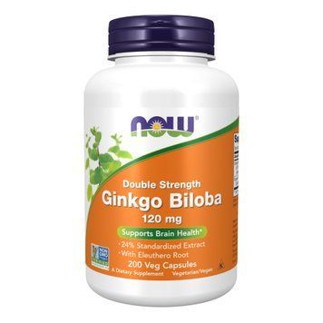 Гінкго Білоба, Ginkgo Biloba, Double Strength, 120 мг, Now Foods 200 капсул