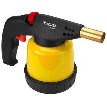 Газовая паяльная лампа TOPEX 44E140, 1.9 кВт, пьезоподжиг, для баллонов 190 г, металл